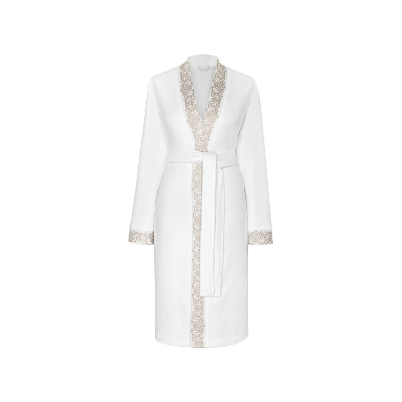 Peignoir 100% coton Olympia, Blanc / rose écru, TG