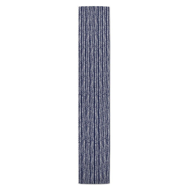 Chemin de table en losanges pointillé Nalston, Bleu marine, 72 po x 16 po, Géométrique 2