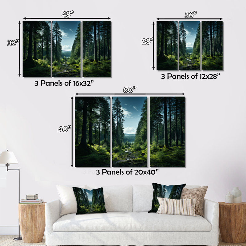 «Canada Whispering Pines I» sur toile, ensemble de 3 pièces, H 28 po x l 36 po x P 1 po