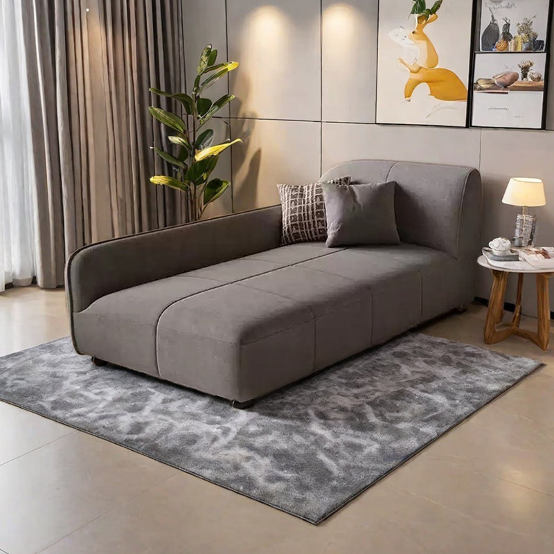 Méridiennes modernes et simples en flanelle, Orienté à droite, Gris foncé