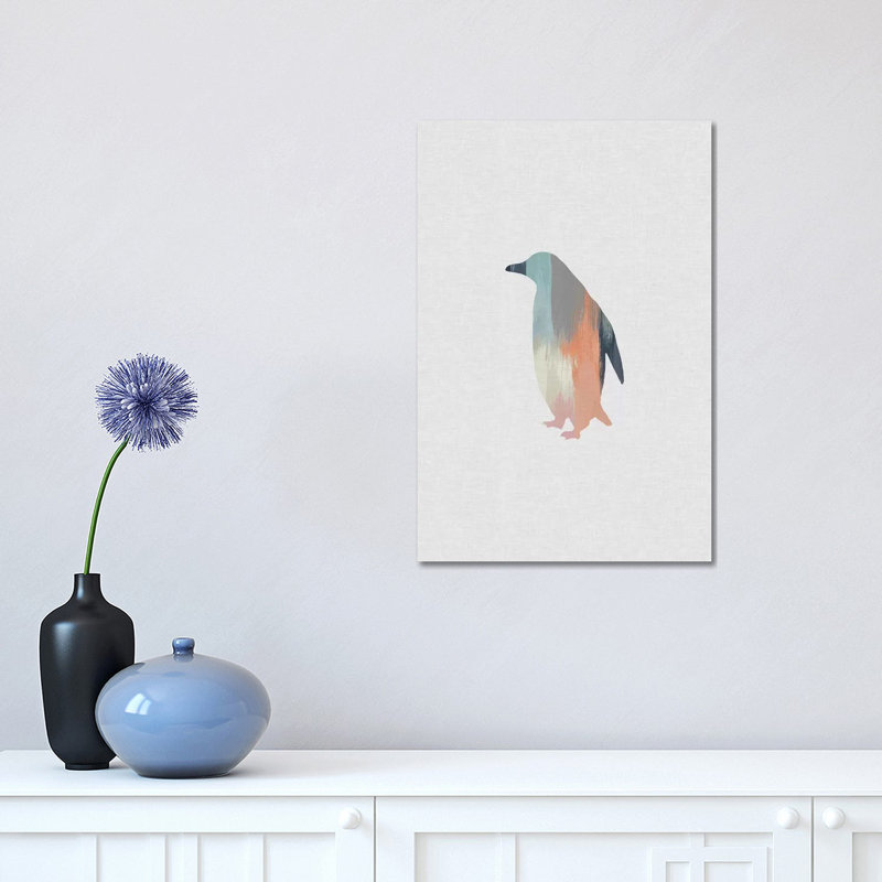 Pastel Penguin - Wrapped Canvas Painting, 45.72cm H x 30.48cm W x 1.91cm D