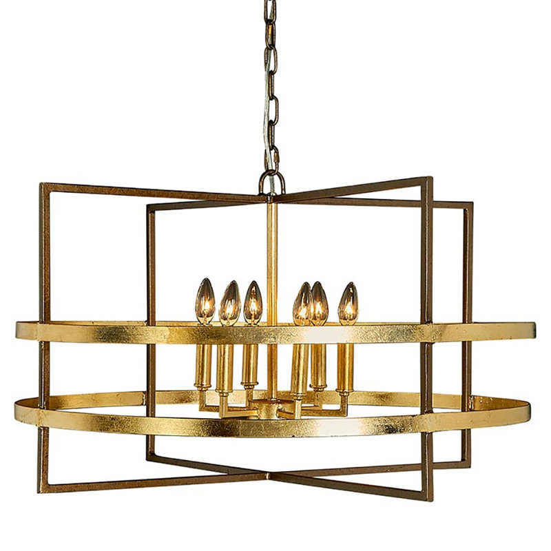 New York 6 - Light Lantern Geometric Chandelier, 18" H x 32" W x 32" D