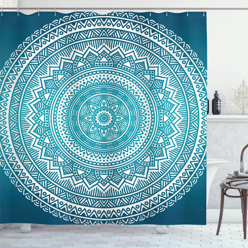 Rideau de douche simple méditation tapis theme Cormac, H 75 po x l 69 po, Turquoise