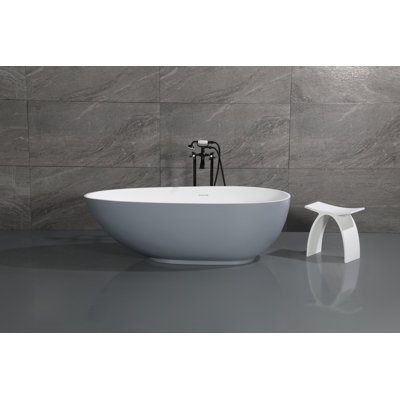 Baignoire autoportante à double extrémité 67 "en forme d'œuf avec drain Kingstonstone