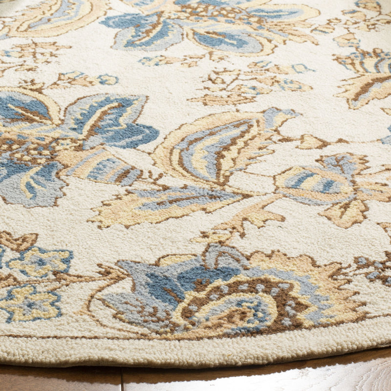Tapis ivoire en laine fabriqué à la main Hollander, Ovale 4 pi 6 po x 6 pi 6 po