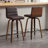 Swivel Upholstered Counter & Bar Stool With Solid Wood Frame and L-Shaped PU Leather Back-1724114233-1724114235