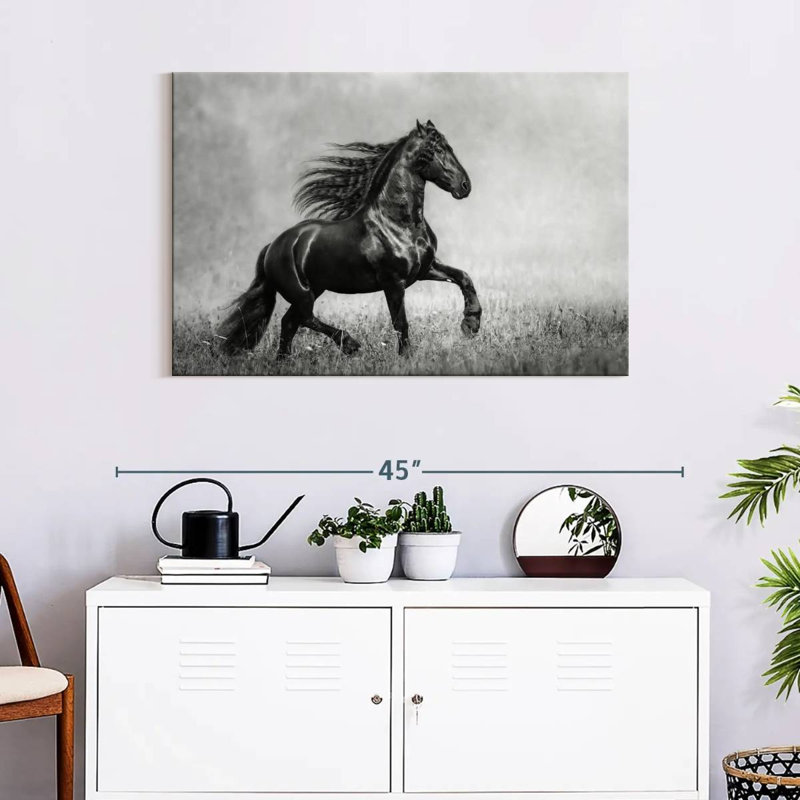 Black Friesian, 24" H x 36" W