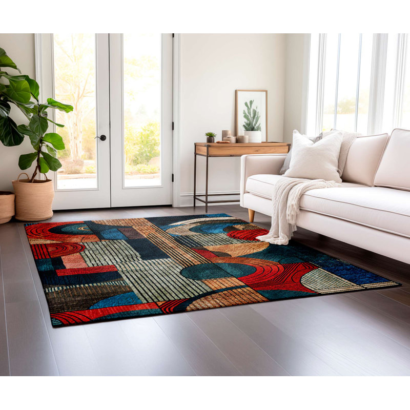Tapis de haute qualité, 5,9 x 9,2 pieds, 60% coton / 40% polyester | Dessous en coton antidérapant, tissé à la machine, impression numérique, sans velours | Épaisseur totale: 0,3 po, facile à nettoyer, parfaite pour le décor du salon et de la chambre à coucher