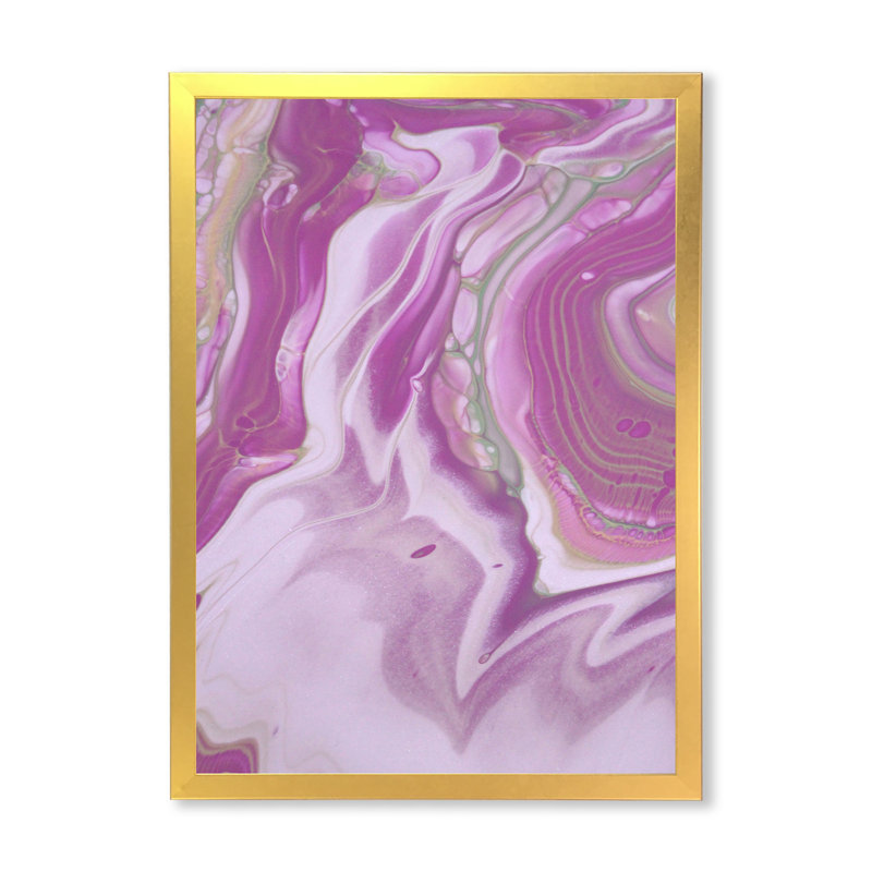 «Pink Marble Waves I», peinture sur toile, H 32 po x l 24 po x P 1 po, Cadre doré