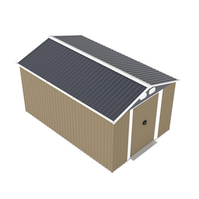 Remise de rangement extérieure en métal de 8 pi x 12 pi Campcraft, grande remise avec structure robuste, remise à outils de jardin en métal avec porte verrouillable pour jardin, pelouse, cour arrière, brun