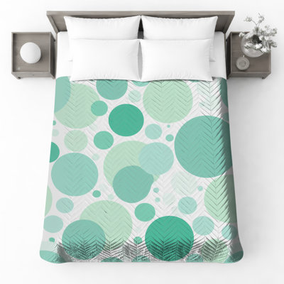 Couvre-lit matelassé à motif circulaire vert 