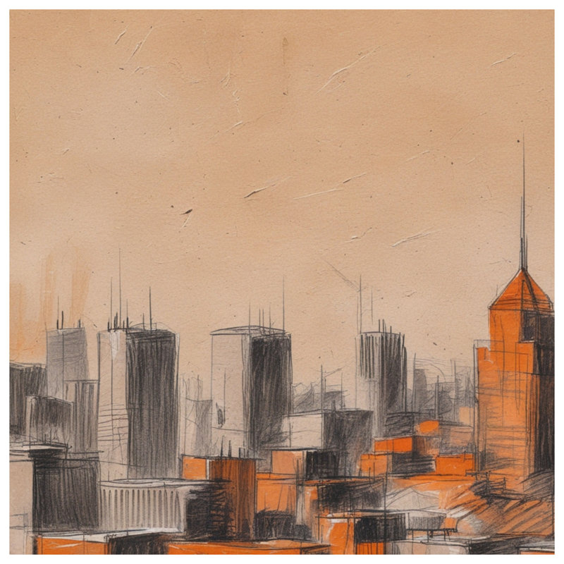 Couvertures de paysage urbain orange, 50 po L x 60 po H