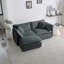 Canapé à deux places en chenille avec 1 repose-pieds, canapé modulaire en forme de L 2 places avec repose-pieds, causeuse avec repose-pieds pour petit espace de vie, chenille grise