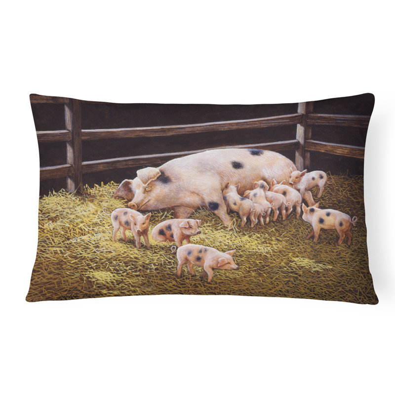  Coussin décoratif intérieur / extérieur Pigs Piglets at Dinner Time