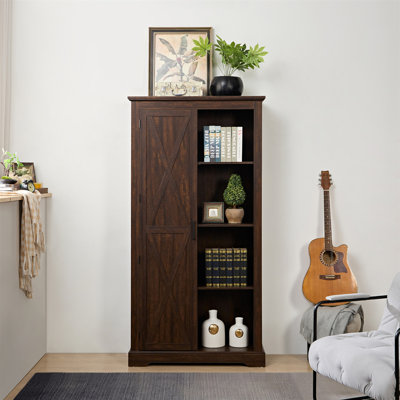 Grande armoire de rangement avec porte de grange et rangement en bois rustique pour ferme
