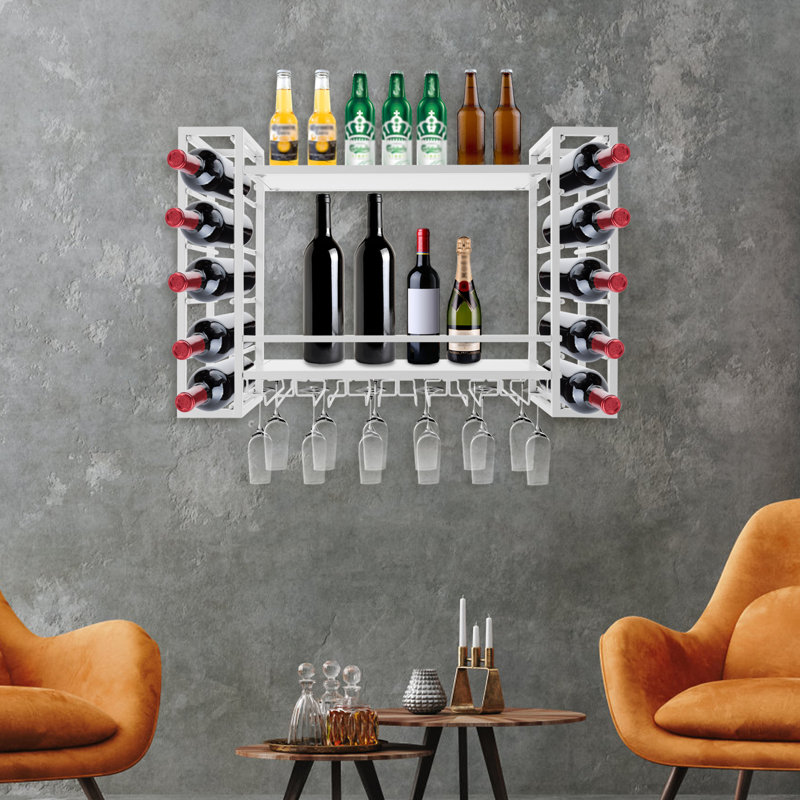 Wall Mounted Wine Storage Display Shelf, White