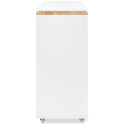 Large Capacity Kitchen Island With Led , Power Outlets, White, Spacious Interior Design Rectangular Rolling Storage - Lights, Ports, Fluted Glass Door, White