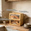 Très grande boîte à pain en bambou pour comptoir de cuisine, armoire de rangement d'angle double couche avec porte magnétique en acrylique, corbeille à pain peu encombrante pour les produits de boulangerie