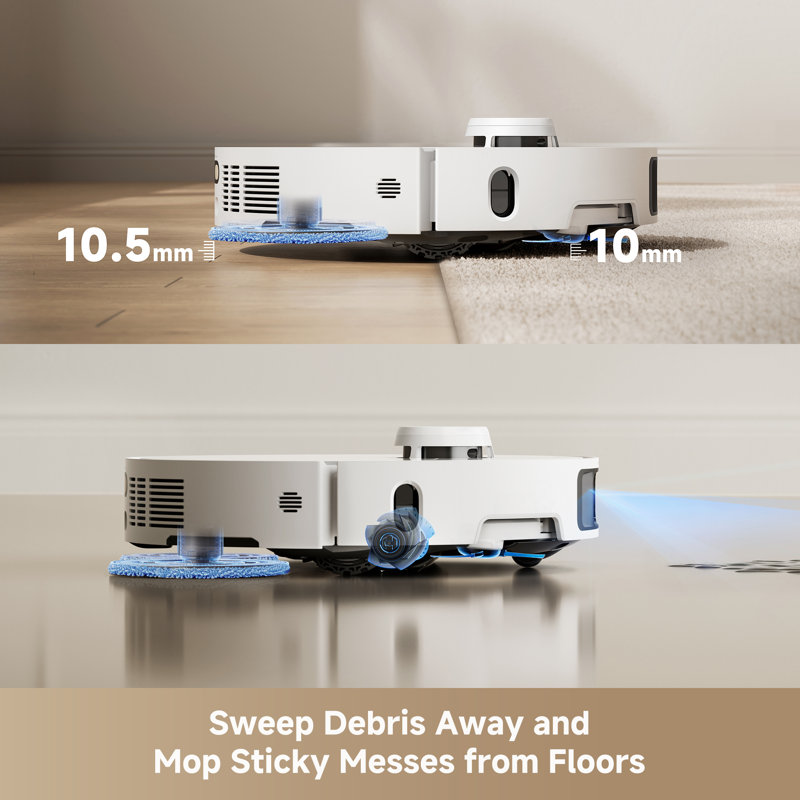 MOVA - P10 Pro Ultra Robot Vacuum and Mop, Extenable Mop, Edge-to-Edge Cleaning,13000 Pa Suction, CleanLift System, Hot Water - White