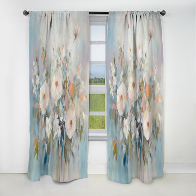 Blanc blanc gris œillet - rideau œillets - velours occultant floral - 1 panneau
