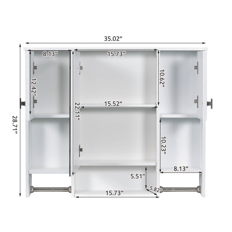 Armoire de rangement murale moderne avec barre à serviettes, Blanc
