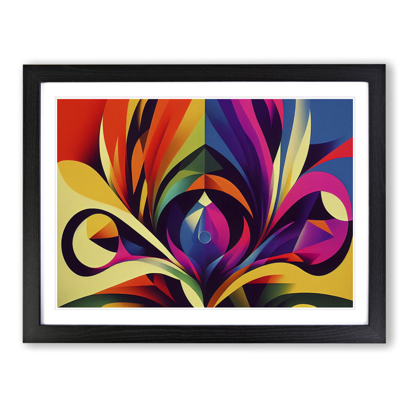Cosmopolitan Abstract - Single Picture Frame Print, 46cm H x 64cm W x 2cm D, Black