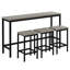 Ensemble très long de table de salle à manger à hauteur de comptoir avec 3 tabourets et repose-pieds - gris-117847483