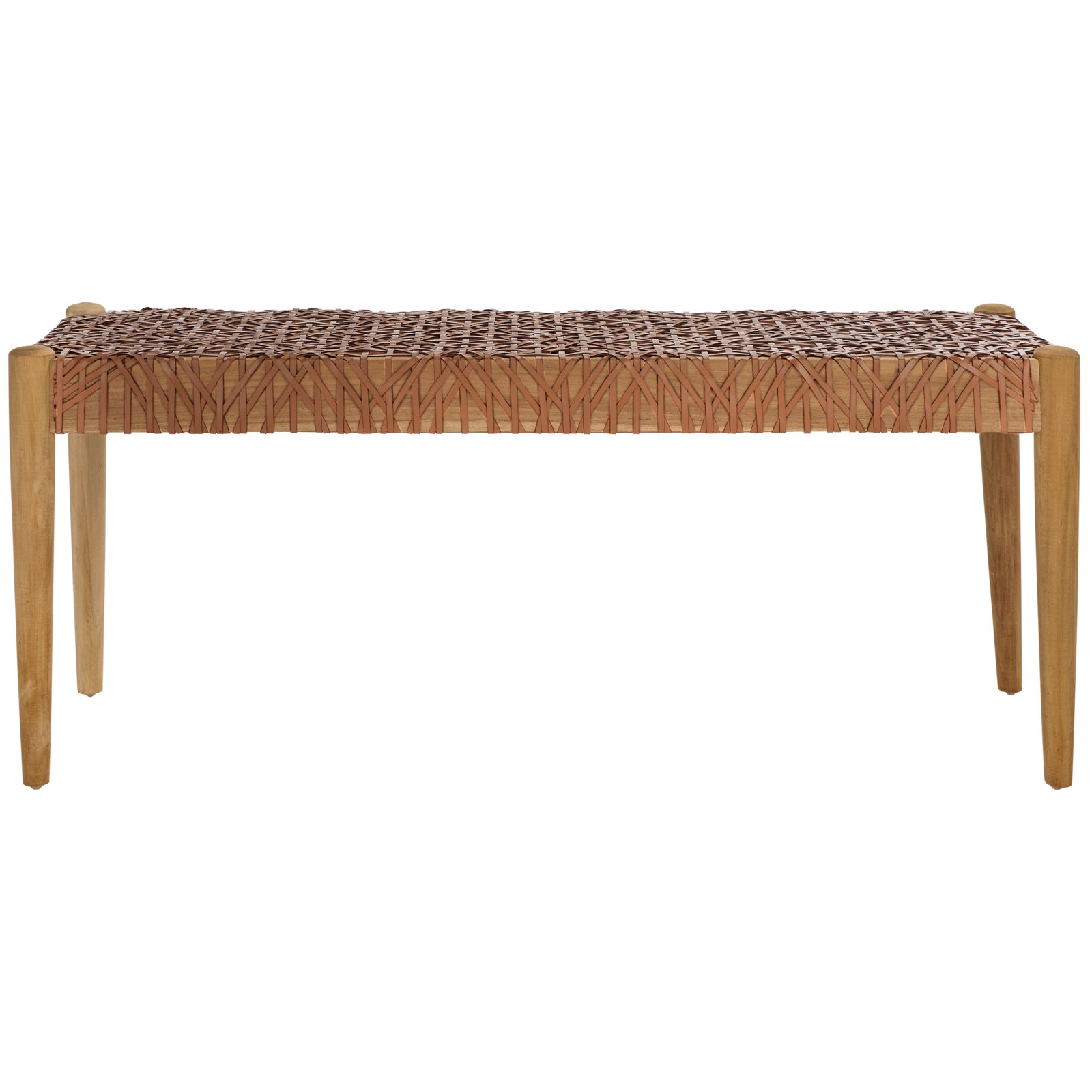 Kazbah 47" Genuine Leather Bench, Light Honey