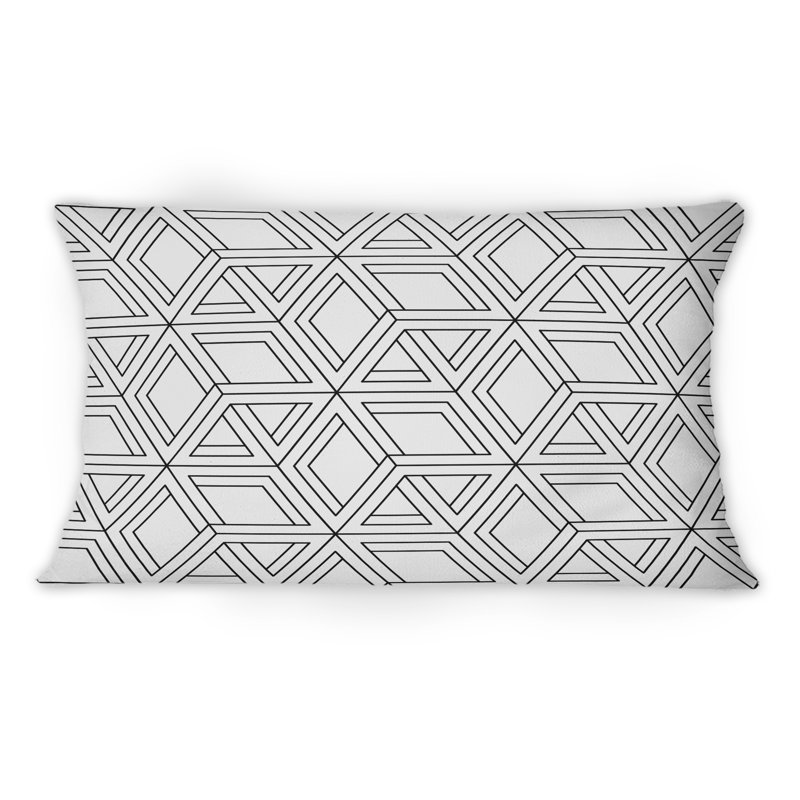 Coussin décoratif à motif géométrique blanc et noir