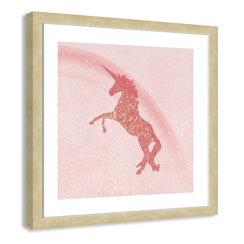 Paillettes licorne 2, H 24,5 po x l 24,5 po x P 0,63 po, Encadré plat argent