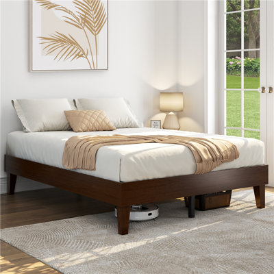 Multi-sized Wooden Platform Bed Frame with Sturdy Slat Support