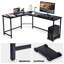 Bureau d'ordinateur en L avec support pour unité centrale et surface spacieuse-2007722735
