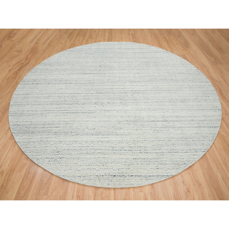 Tapis beige noué à la main de conception unique 11 pi 9 po x 11 pi 9 po New Age