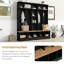 Arbre d'entrée large avec banc, armoire à chaussures multifonctionnelle avec tablettes et 8 crochets pour le rangement de l'entrée, Roomfitters-1474625753