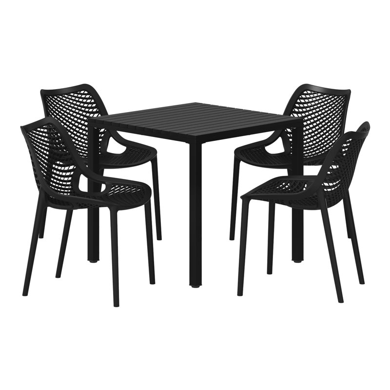 Ensemble repas carré pour 4 personnes, Black