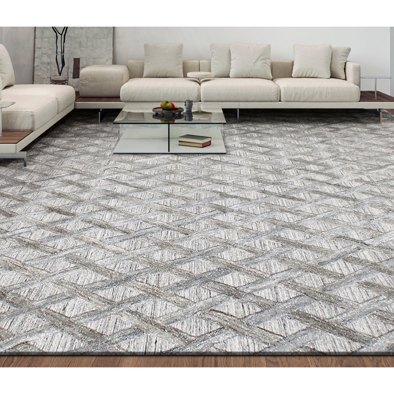 Tapis gris de haute qualité noué à la main