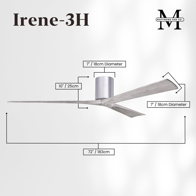 Ventilateur de plafond à 3 pales Olivier, Nickel brossé, Ton bois de grange, 72"