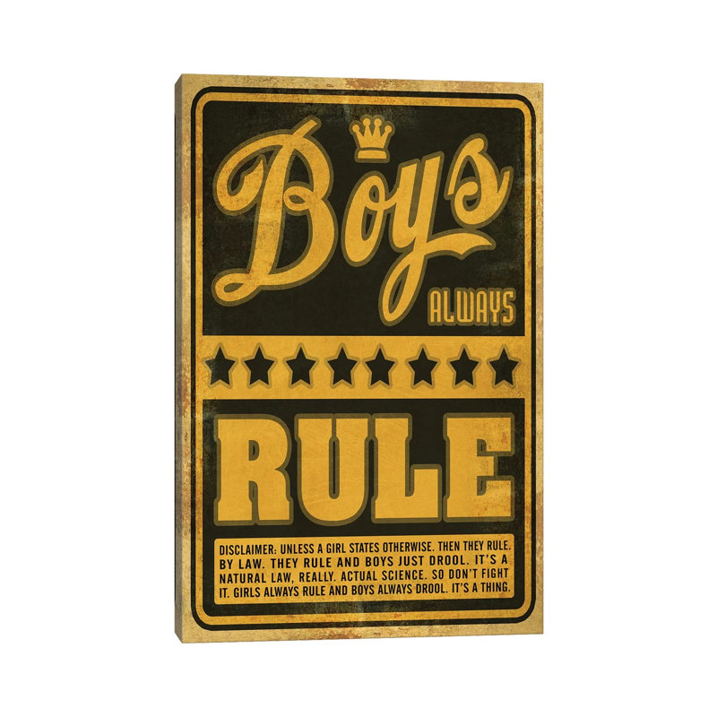 Boys Rule - Wrapped Canvas Print, 66.04 cm H x 45.72 cm W x 3.175 cm D