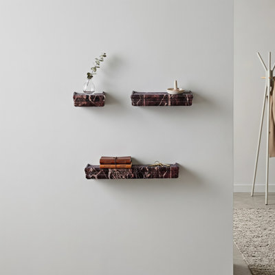 Étagère murale flottante en bois de noyer de 45,5 cm (17,9 pouces) avec supports invisibles, idéale pour le rangement dans la salle de bain, la chambre, le salon et la cuisine.