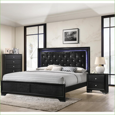 Commodes et amp; Garde-robes | Commode 5 tiroirs Modern Glam | Finition noire | Bois massif