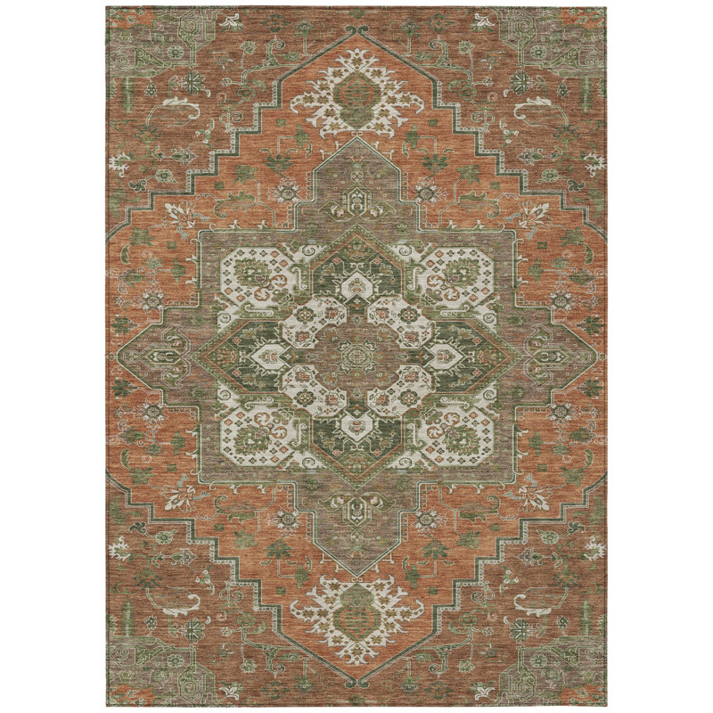 Tapis oriental lavable intérieur brun 5 pi x 8 pi