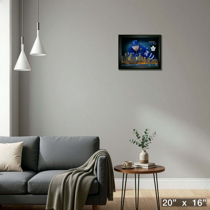 Auston Matthews, impression encadrée 16 x 20 feuilles d'érable de Toronto