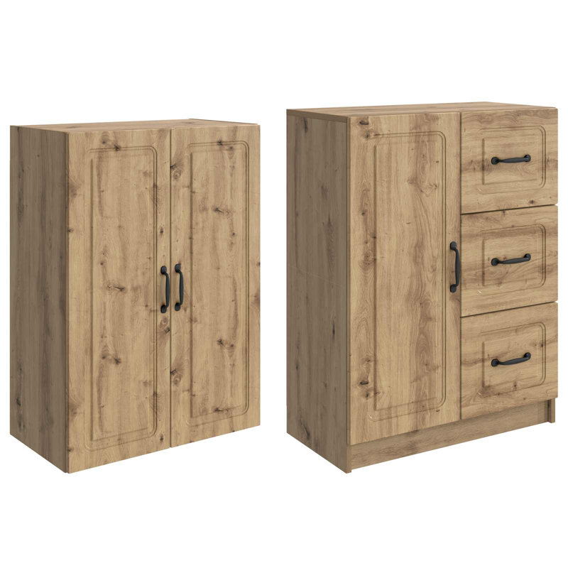 3 -Door 3 -Drawer 3 -Shelf Storage Cabinet, Artisan Oak