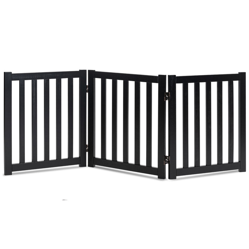 Barrière pour animaux pliable autoportante en bois massif pour chiens, 3 panneaux pour les portes, les escaliers, les couloirs, etc.