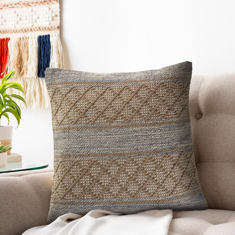 Hand-Woven Black and White Cotton Geometric Pillow Cover