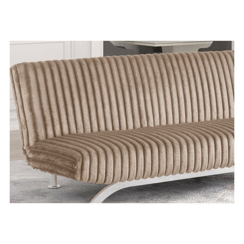 Canapé-lit futon contemporain avec structure en bois d'ingénierie et pieds en métal, Beige