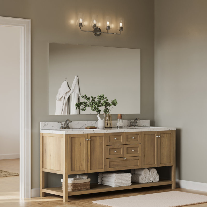 Celino Four-Light Bath & Vanity with Glass, Clear, Polished Chrome
