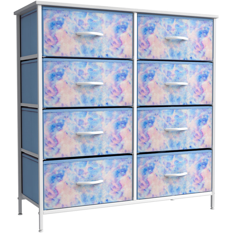 Sorbus Dresser with 8 Drawers with Steel Frame, Wood Top, and Fabric Bins