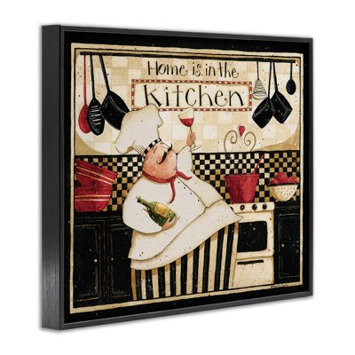 Home Is in the Kitchen with Happy Chef Illustration by Dan DiPaolo - Graphic Art Print