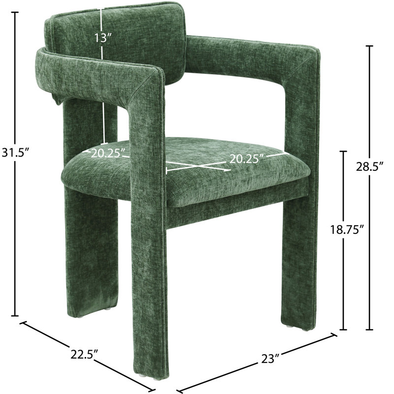 Chaise en chenille Exilda, Tissu chenille vert